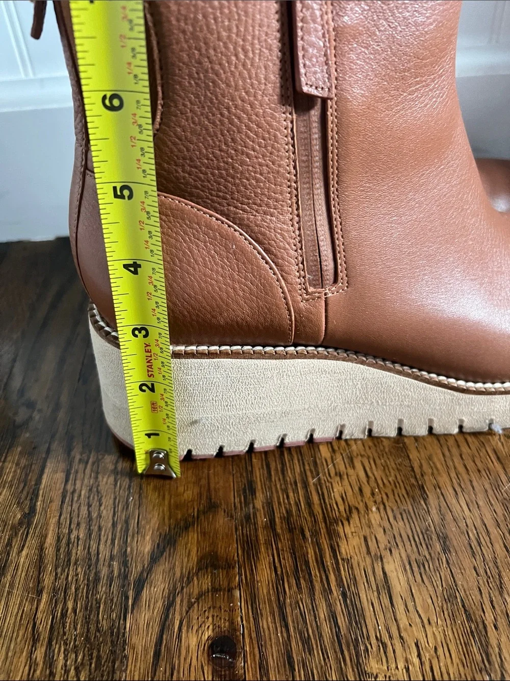 Cole Haan Zerogrand Cityquest Waterproof Brown Leather Wedge Booties